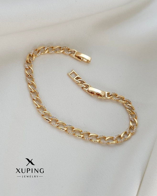 دستبند زنجیری ژوپینگ ترند سال مشابه نمونه طلا رنگ ثابت
