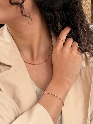 ست گردنبند و دستبند توپی ریز تراش جواهری ژوپینگ | مس آبکاری طلا کیفیت درجه ۱