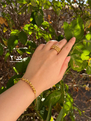 بنگل و انگشتر گوی البرنادو | برنج آبکاری رادیوم | رنگ ثابت