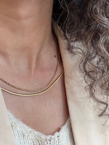 گردنبند ماری حصیری، ماری آینه ای، طنابی | برند ژوپینگ | مس آبکاری طلا کیفیت درجه ۱