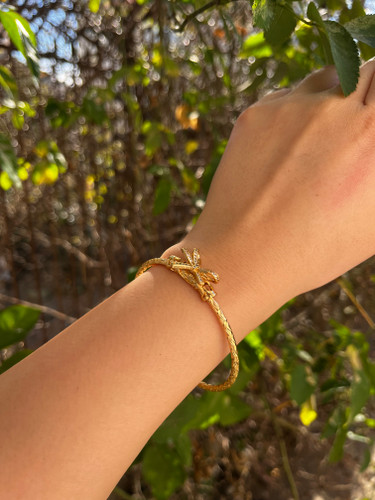 بنگل پاپیون طلایی فول نگین | آبکاری فوق العاده کیفیت عالی | فری سایز