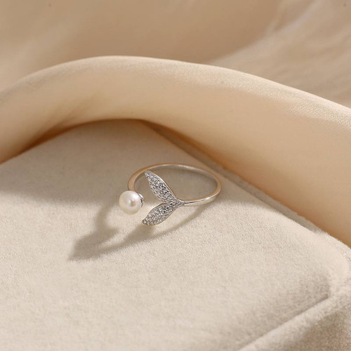 انگشتر دم ول و مروارید | فری سایز | آبکاری رادیوم مراقبتی