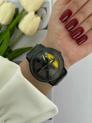 ساعت مردانه رینگی چرخان اسکیمی | بدنه و بند استیل با روکش مشکی مات | موتور کوارتز دقیق و کممصرف