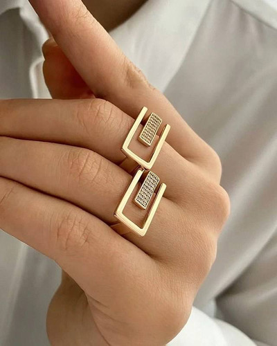 انگشتر نیمه نگین | برند ژوپینگ | کوپر آبکاری طلا 14 عیار | کیفیت درجه 1