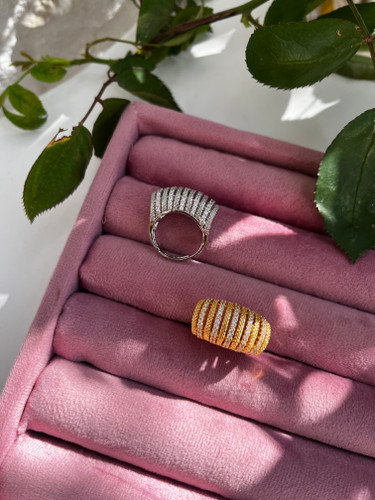 انگشتر زنانه مجلسی | تراش جواهری و نیمه نگین | برند NYH | کیفیت درجه ۱