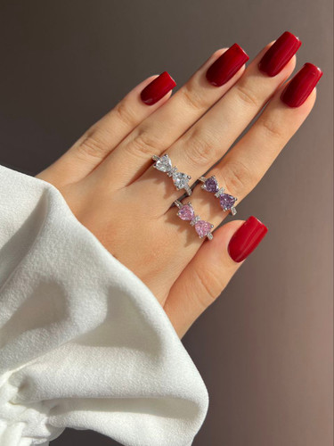 انگشتر پاپیون سوارسکی | آبکاری رادیوم مراقبتی | کیفیت خوب | فری سایز