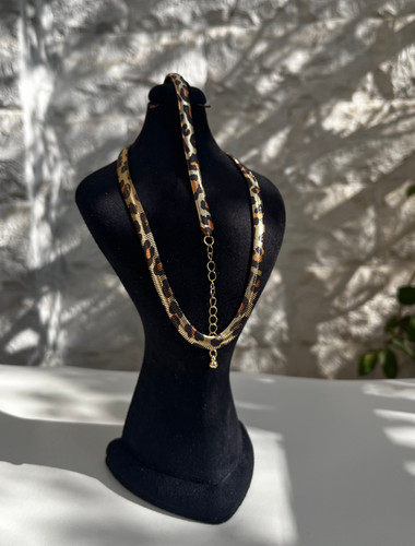 ست گردنبند و دستبند ماری پلنگی | جنس استیل رنگ ثابت | ابکاری رادیوم فوق العاده | کیفیت درجه ۱