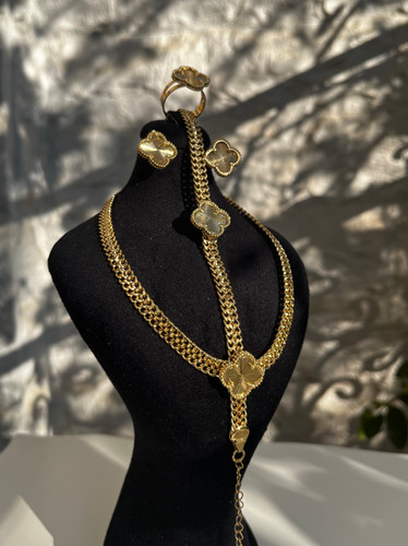 سرویس ونکلیف طرح طلا | برند NYH | آبکاری شامپاینی | دارای پوشش نانو | کیفیت درجه ۱