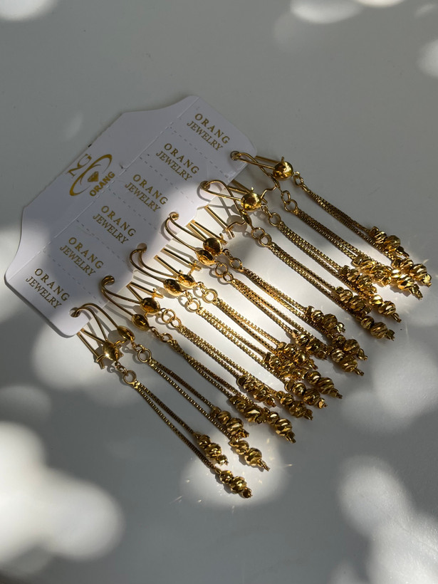 گوشواره زنانه برند City Gold مدل آویز گوی البرنادو | رنگ ثابت ضد حساسیت