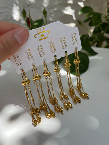 گوشواره زنانه برند City Gold مدل آویز گوی البرنادو | رنگ ثابت ضد حساسیت