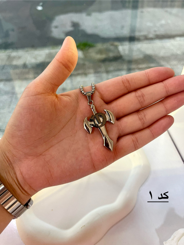 گردنبند صلیب مردانه استیل رنگ ثابت