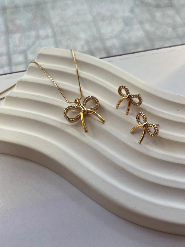 نیم ست پاپیون نیم نگین ژوپینگ ترند و خاص ضدحساسیت