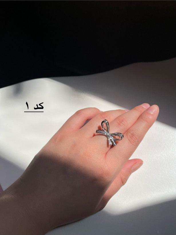 انگشتر پاپیون فول نگین آبکاری رادیوم فری سایز