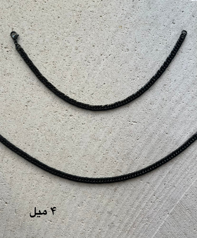 ست گردنبند و دستبند مردانه کارتیر تراش مشکی استیل رنگ ثابت